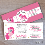 Invitatii botez Ponei - cu eticheta si plic Roz - IBE-11