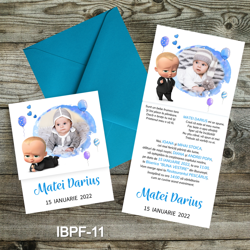 invitatii botez baieti pliate