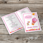 Meniuri botez - Balon de aer cald si ursulet - MB-44