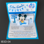 invitatii botez 3D Mickey Mouse