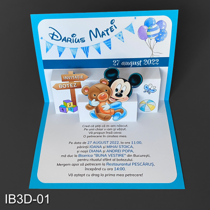 invitatii botez 3D Mickey Mouse