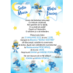 Invitatie digitala botez gemeni fetita si baiat - Strumfi - IB-79