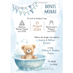 Invitatie digitala botez baieti - Ursulet - IB-98