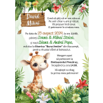 Invitatie digitala botez baieti - Girafa Safari - IB-67