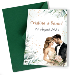 Invitatii nunta clasice cu plic Verde Padure - Mire si mireasa - INC-01