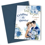 Invitatii nunta clasice cu plic Bleumarin - Mire si mireasa - INC-08