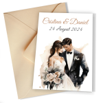 Invitatii nunta clasice cu plic Ivoire - Mire si mireasa - INC-11