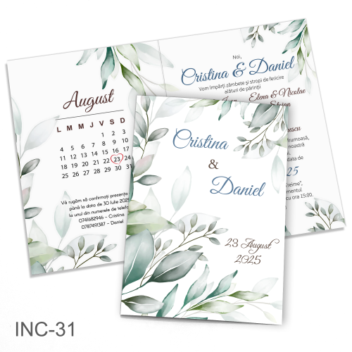 Invitatii nunta clasice - Decoratiuni florale - INC-31