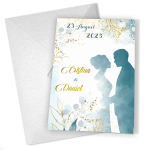 Invitatii nunta clasice - Decoratiuni florale si siluete miri - INC-33 - imagine 5