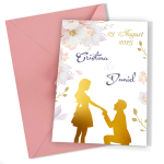 Invitatii nunta clasice - Decoratiuni florale si siluete miri - INC-37 - imagine 3