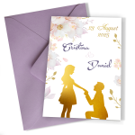 Invitatii nunta clasice - Decoratiuni florale si siluete miri - INC-37 - imagine 4
