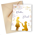 Invitatii nunta clasice - Decoratiuni florale si siluete miri - INC-37 - imagine 5