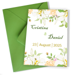 Invitatii nunta clasice cu plic Verde Fistic - Decoratiuni florale - INC-39