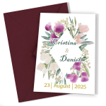 Invitatii nunta clasice cu plic Carmine - Decoratiuni florale - INC-40