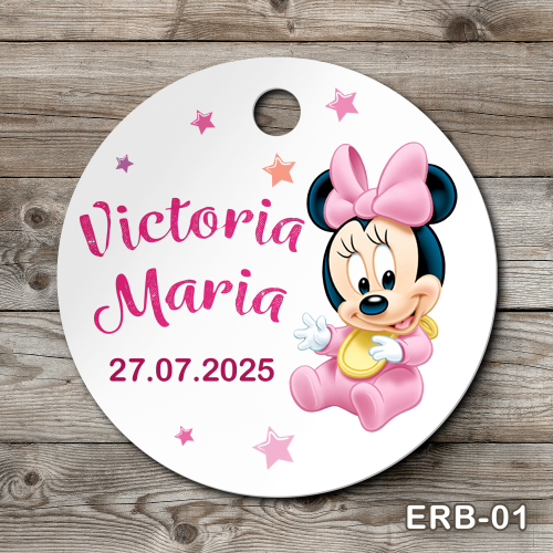 Etichete marturii botez rotunde - Minnie Mouse - ERB-01