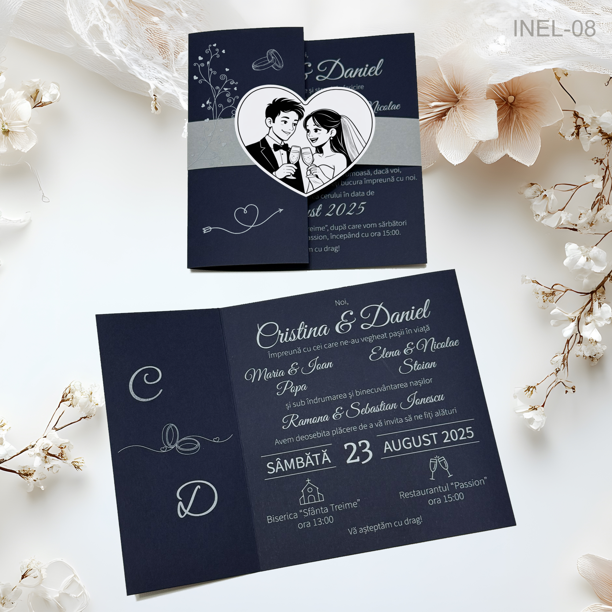 invitatii-nunta-personalizate-bleumarin-INEL-08 Invitatii nunta elegante - INEL-08 - imagine 1