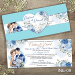 Invitatii nunta cu eticheta si plic Albastru Pastel - INE-09